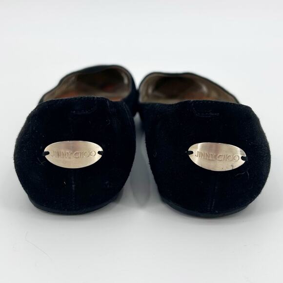 Jimmy Choo Ginny Ballet Flats Pointed Toe Patent Suede Lace Black Womens 36 (6) - Picture 6 of 12